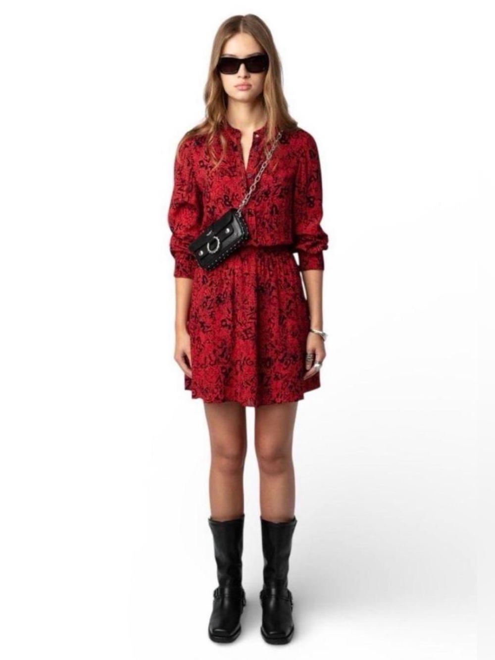 Zadig & Voltaire Rinka Dress Bico Flowers Red/Black S